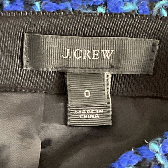J. Crew Indigo Tweed Postage Stamp Mini Skirt BlueBlack Wool Boucle sz 0 - Picture 8 of 11